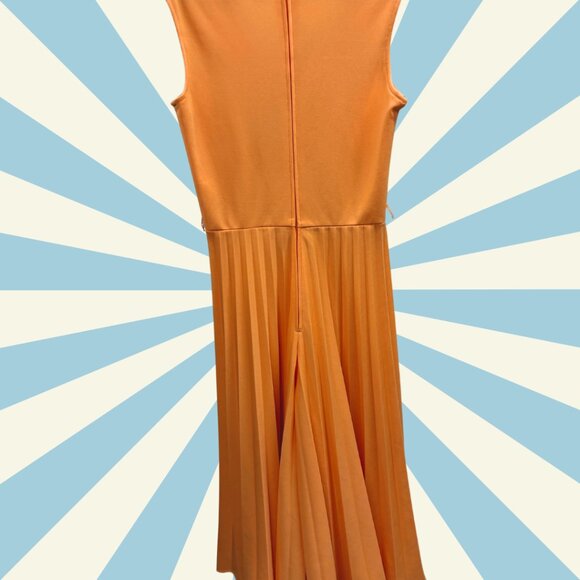 RARE Vintage 1970's Miss Shaheen Orange Pleated Jumpsuit - Picture 4 of 4